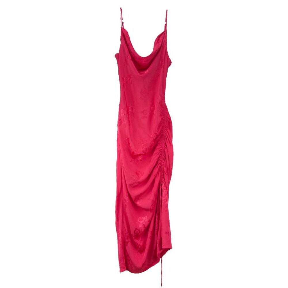 LOVERS AND FRIENDS Lia Satin Floral Pink Midi New Year’s‎ Eve Dress sz S - Picture 3 of 8
